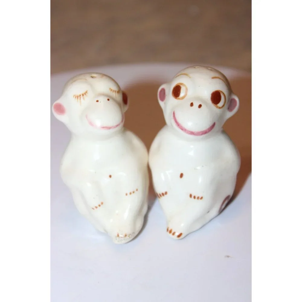 Salt & Pepper Shakers - Vintage China Monkeys